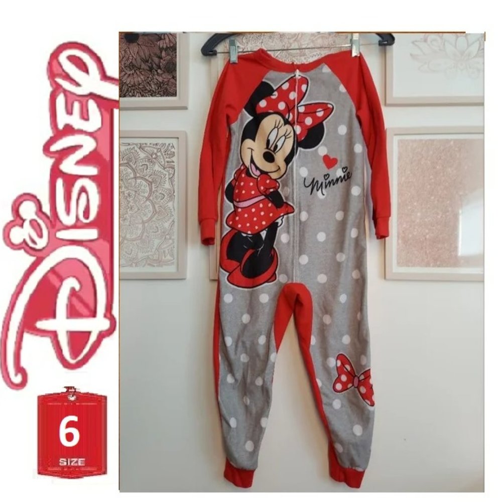 🎁 10/$25=Minnie Mouse Sleeper, size 6 / 6x, red and gray